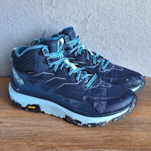 Hoka One One Toa GTX Trail Boots Women 10 US Blue Gore Tex Mid Hiking Shoes